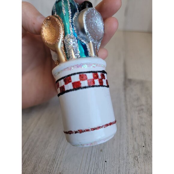 OWC old world Kitchen utensils blown glass glitter ornament Xmas - Picture 9 of 9